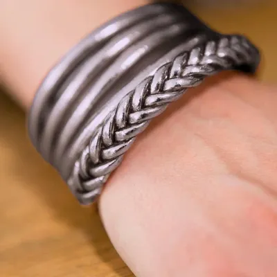 Bijoux - Jonc Bouddhiste Traditionnel Tresse Argent Antique-Taille M - JOLIE JULIE