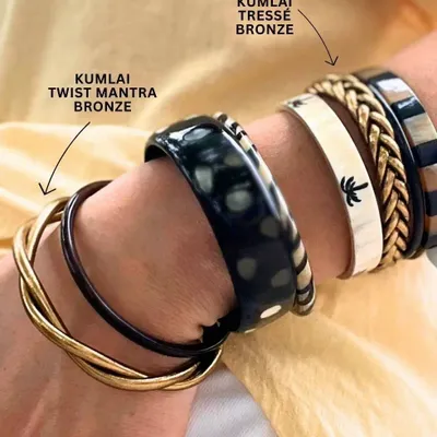 Bijoux - Jonc Bouddhiste Twist Mantra Bronze - M 62mm - JOLIE JULIE