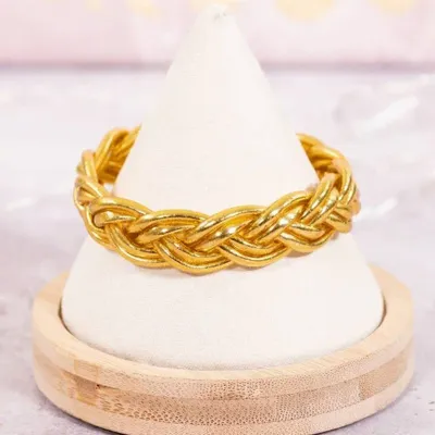 Jewelry - Jonc Bouddhiste Tresse Double Dore - JOLIE JULIE