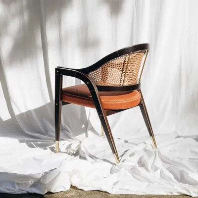 Chairs for hospitalities & contracts - Wormley Dining Chair in Sikomoro, Natural Cane and Brass Details - DUISTT