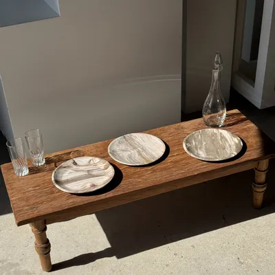 Unique pieces - Empty pocket, dish or circular plate in light beige petrified wood - OFFICE OBJETS