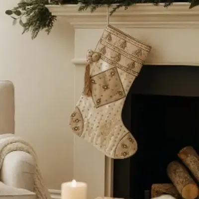 Christmas garlands and baubles - Precious upcycled sari patchwork christmas stocking. - I WAS A SARI