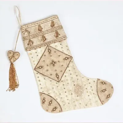 Christmas garlands and baubles - Precious upcycled sari patchwork christmas stocking. - I WAS A SARI