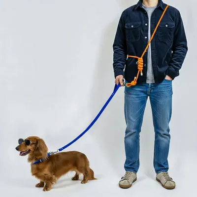 Cadeaux - laisse multi-position LÉON. - laisse pour chien - orange et bleue - BY CHURCHILL.®