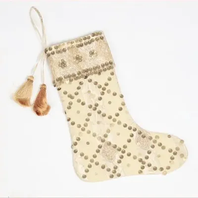 Christmas garlands and baubles - Precious striped christmas stocking made from upcycled saris - I WAS A SARI