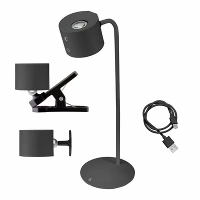Lampes à poser - BEPER P201UTP304 Lampe Luminì à 3 fonctions, lampe avec clip et accessoire mural inclus, câble USB rechargeable inclus, tactile, noir - BEPER SRL