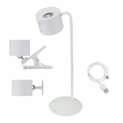 Lampes à poser - BEPER P201UTP303 Lampe Luminì à 3 fonctions, lampe avec clip et accessoire mural inclus, câble USB rechargeable inclus, tactile, blanc - BEPER SRL