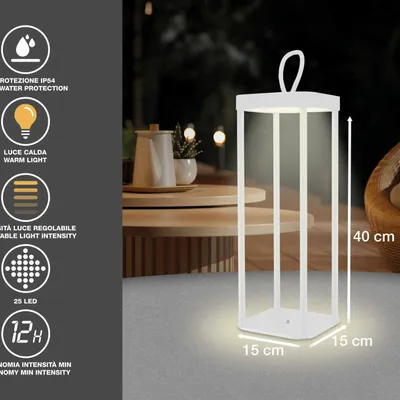 Lampes à poser - BEPER P207ILI101 Lampe de table LED sans fil, intensité réglable, rechargeable en extérieur et en intérieur, IP44, USB Type-C inclus - BEPER SRL