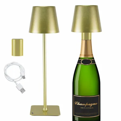 Lampes à poser - BEPER P201UTP116 2in1 Wireless Desk Lamp, Touch Desk Lamp, 1.5W, Adaptateur de bouteille inclus, Gold - BEPER SRL