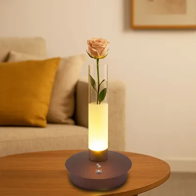 Lampes à poser - BEPER P207ILI550 Lampe de table rechargeable FLORA, avec vase lumineux pour fleurs, 3 nuances de lumière, autonomie 24 h, recharge USB - BEPER SRL