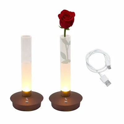 Lampes à poser - BEPER P207ILI550 Lampe de table rechargeable FLORA, avec vase lumineux pour fleurs, 3 nuances de lumière, autonomie 24 h, recharge USB - BEPER SRL