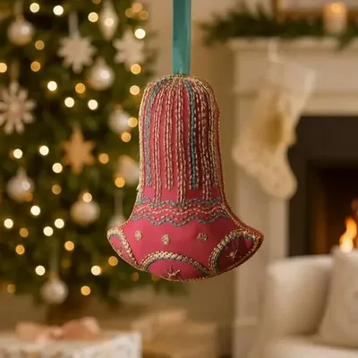 Guirlandes et boules de Noël - Cloche en sari recyclée et intemporelle - I WAS A SARI