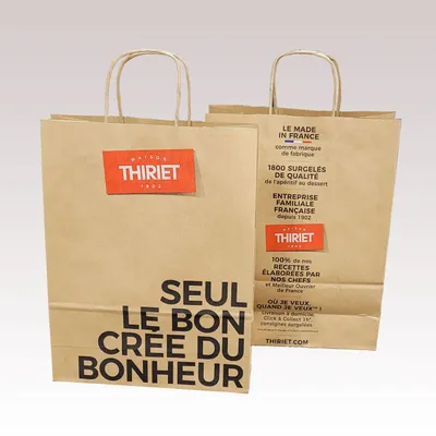 Objets personnalisables - Sac Papier Poignées Torsadées Kraft Havane - LE SAC PUB SUR MESURE BY AIRIPLAST