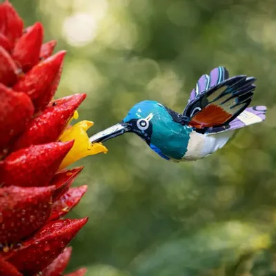 Accessoires de déco extérieure - Sculpture Métal Recyclé colibrie d'équateur à suspendre - TERRE SAUVAGE