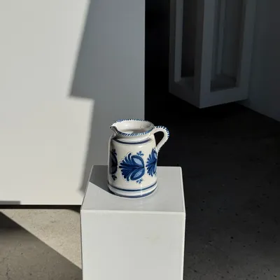 Carafes - Handmade carafe with antique blue floral decoration H17 D24.5 - OFFICE OBJETS