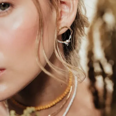 Jewelry - Wild Rose Hoops Earrings - CAPA DESIGN LLC