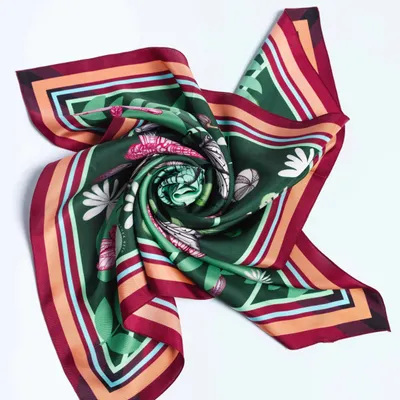 Foulards et écharpes - Foulard Pur soie, Carré de soie 67, Création et impression françaises - KOUNTHEA RETH