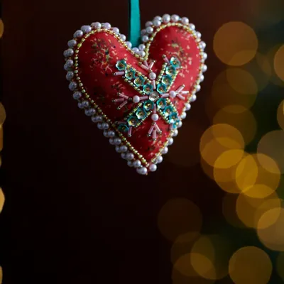 Guirlandes et boules de Noël - Décoration en forme de cœur en forme de cœur fabriquée à partir de sar - I WAS A SARI