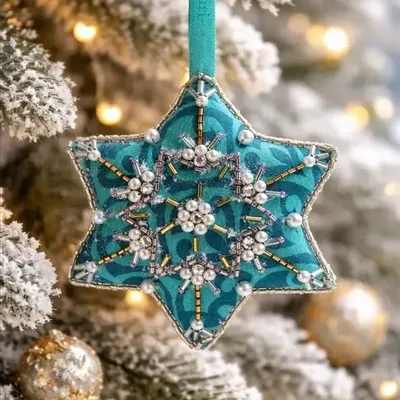 Guirlandes et boules de Noël - Jolie décoration en forme de flocon de neige recyclé fabriquée à la ma - I WAS A SARI