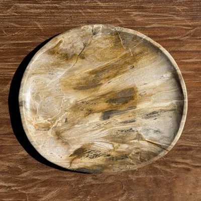 Unique pieces - Petrified wood dish or pouch empty D27x24 -3319 - OFFICE OBJETS