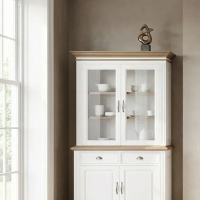Storage boxes - Vitrine Chic Oak 2x2 portes 2 tiroirs - XO INTERIORS