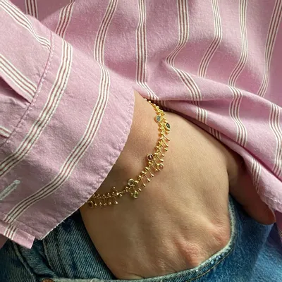 Bijoux - Bracelet chaine plaqué or et tourmaline- Lake Palace - SOPHIE DESCHAMPS BIJOUX