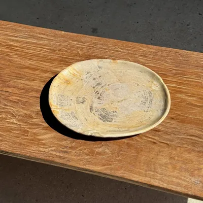 Pièces uniques - Vide poche ou plat en bois pétrifié ovale cernes grises D28x24 -3779 - OFFICE OBJETS