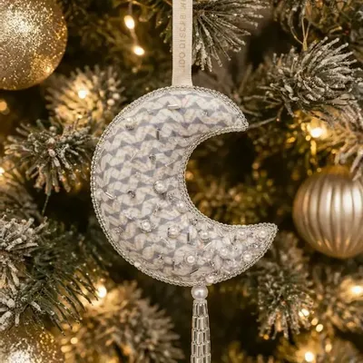 Guirlandes et boules de Noël - Décoration de Noël en forme de croissant de lune en argent scintillant - I WAS A SARI