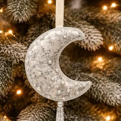 Guirlandes et boules de Noël - Décoration de Noël en forme de croissant de lune en argent scintillant - I WAS A SARI