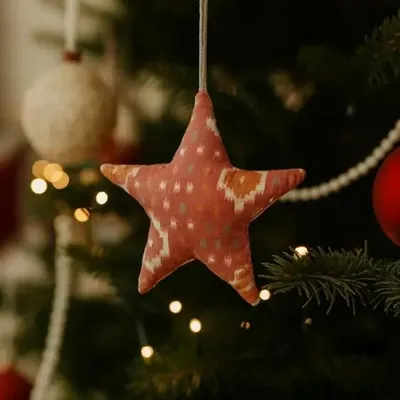 Christmas garlands and baubles - Mini handcrafted star christmas bauble - I WAS A SARI