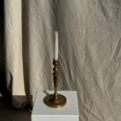 Candlesticks and candle holders - Large gold brass candle holder classic shape H17 D13.5 - OFFICE OBJETS