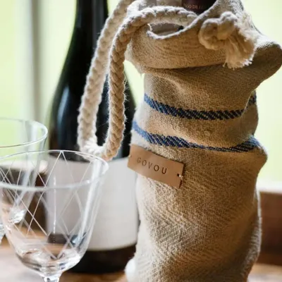 Wine accessories - Linen wine holder - GOVOU FABRICS