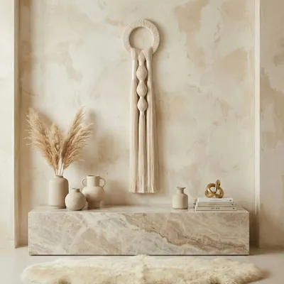 Autres décorations murales - Harmonie verticale : décoration murale moderne en macramé faite à la m - SARMAL DESIGN