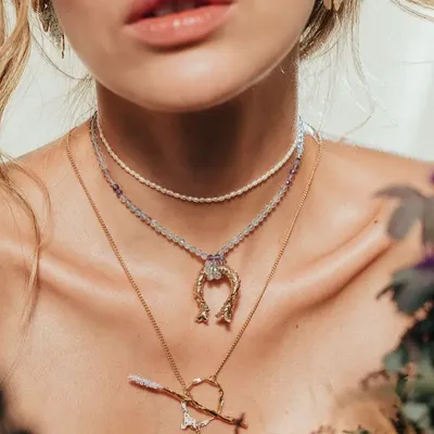 Bijoux - Collier avec nœud lavande - CÂPÂ JEWERLY