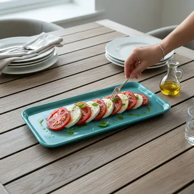 Platter and bowls - rectangular dish - ROSE CORAIL DECO