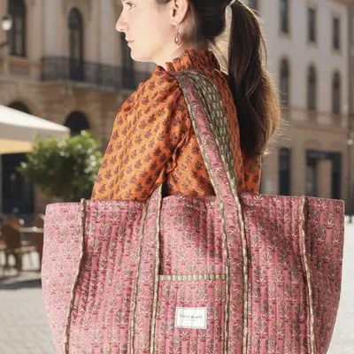 Sacs et cabas - Sac de travail matelassé en sari recyclé - I WAS A SARI