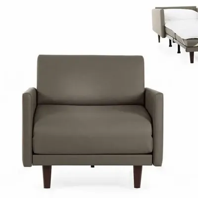 Fauteuils - Fauteuil lit Français 1 Place PACHA 70 LARGE accoudoirs amovibles : Coloris - CUIR - Gris 0819 - LIKOOLIS