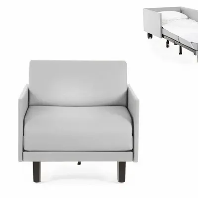 Fauteuils - Fauteuil lit Français 1 Place ROLLER 70 MEDIUM accoudoirs amovibles : Coloris - Cuir-artificiel / GRIS CLAIR - COMBI - PIERRE - LIKOOLIS