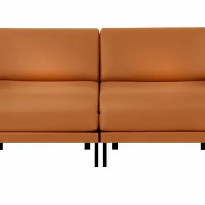 Armchairs - French 2-seater sofa bed BOSS DUO 140 LARGE removable armrests : Colour - LEATHER - Orange 0837 - LIKOOLIS
