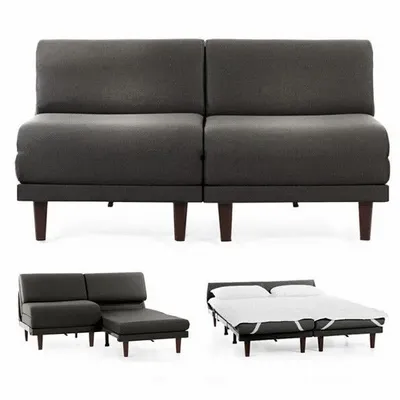 Armchairs - PACHA DUO 160 SMALL 2-seater French sofa bed without armrests : Colour - Fabric / DARK GREY - Filo - Dark grey - LIKOOLIS