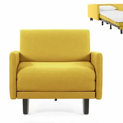 Armchairs - French 1-seater armchair bed ROLLER 70 LARGE removable armrests : Colour - Fabric / MUSTARD YELLOW - Filo - Yellow - LIKOOLIS
