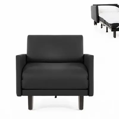 Armchairs - French 1-seater armchair ROLLER 70 LARGE removable armrests: Colour - Artificial-leather / BLACK - COMBI - BLACK - LIKOOLIS