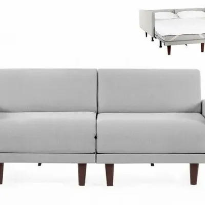 Armchairs - French sofa bed 2/3 places PACHA DUO 140 LARGE removable armrests : Colour - Fabric / LIGHT GREY - Filo - Light grey - LIKOOLIS