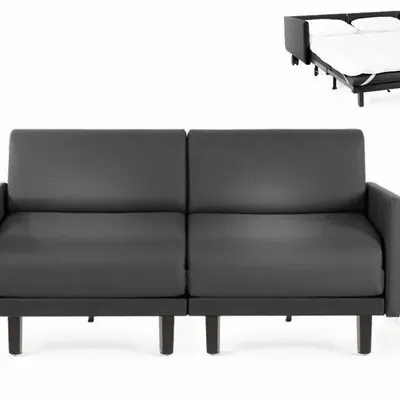 Fauteuils - Canapé lit Français 2 Places ROLLER DUO 140 LARGE accoudoirs amovibles : Coloris - Cuir-artificiel / NOIR - COMBI - NOIR - LIKOOLIS