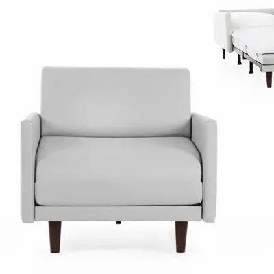 Armchairs - PACHA 80 LARGE 1-seater French armchair bed with removable armrests: Colour - Artificial-leather / LIGHT GREY - COMBI - STONE - LIKOOLIS