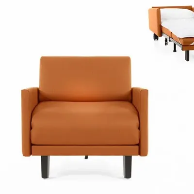 Armchairs - French 1-seater armchair bed ROLLER 70 LARGE removable armrests : Colour - LEATHER - Orange 0837 - LIKOOLIS