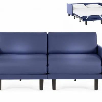 Fauteuils - Canapé lit Français 2Places ROLLER DUO 140 MEDIUM accoudoirs amovibles : Coloris - CUIR - Bleu 0857 - LIKOOLIS