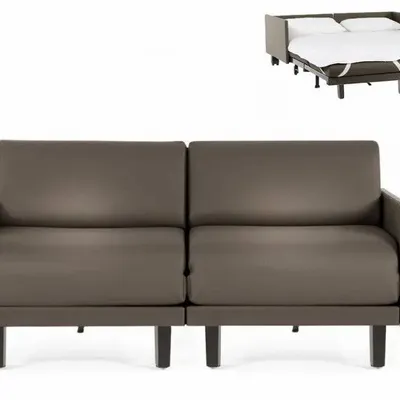 Armchairs - 2-seater French sofa bed ROLLER DUO 160 MEDIUM removable armrests : Colour - Artificial leather / LIGHT GREY - COMBI - STONE - LIKOOLIS