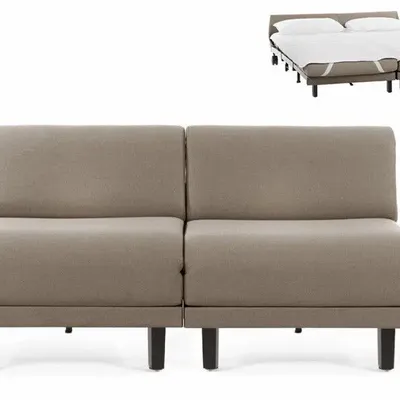 Fauteuils - Canapé lit Français 2 Places ROLLER DUO 140 SMALL sans accoudoirs : Coloris - Tissu / MARRON CHINé - Filo - Taupe - LIKOOLIS