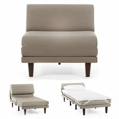 Fauteuils - Fauteuil lit Français 1 Place PACHA 80 SMALL sans accoudoirs : Coloris - Tissu / MARRON CHINé - Filo - Taupe - LIKOOLIS